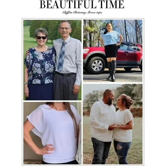 Chiffon Casual  Tops for Women Ruffle Short Sleeve T Shirt Loose Blouse Top - Picture 3 of 4